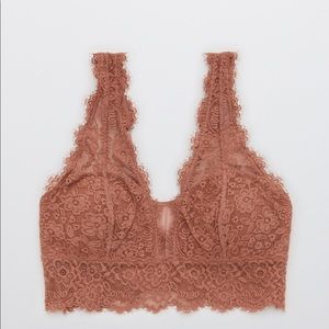 AERIE Eyelash Lace Padded Plunge Bralette - Size XS, 30A, 32A, 32B